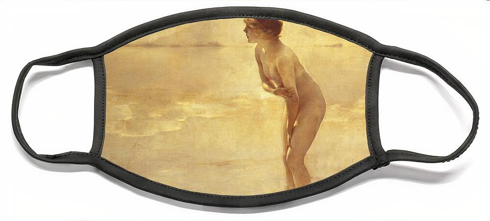 20th Century Face Mask featuring the painting September Morn #10 by Paul Chabas