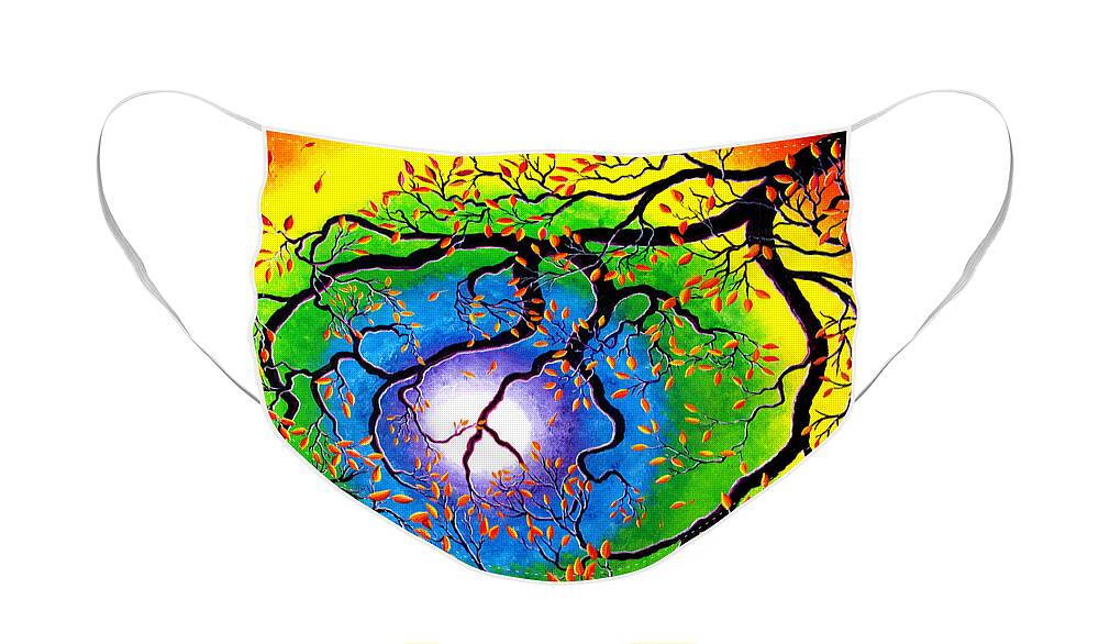 Chakra Face Mask featuring the painting Chakra Peace Tree Meditation by Laura Iverson