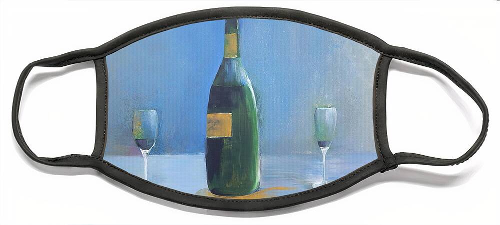  Blue Face Mask featuring the painting Champagne For Two by Lisa Kaiser