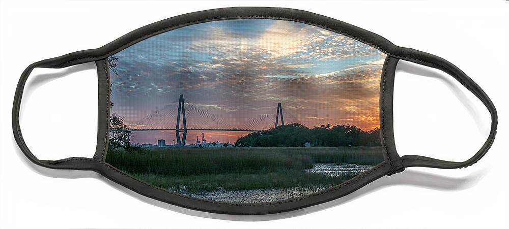 Arthur Ravenel Jr. Bridge Face Mask featuring the photograph Charleston Tapestry by Dale Powell
