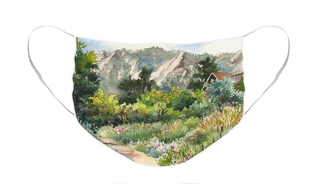 Trail Painting Face Mask featuring the painting Chautauqua Morning by Anne Gifford