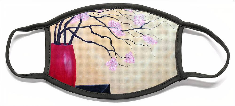 Oriental Face Mask featuring the painting Cherry Blossoms by Susan Kubes