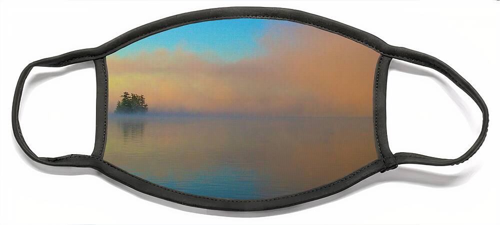  Face Mask featuring the photograph Cherry Island in Misty Sunrise by Polly Castor
