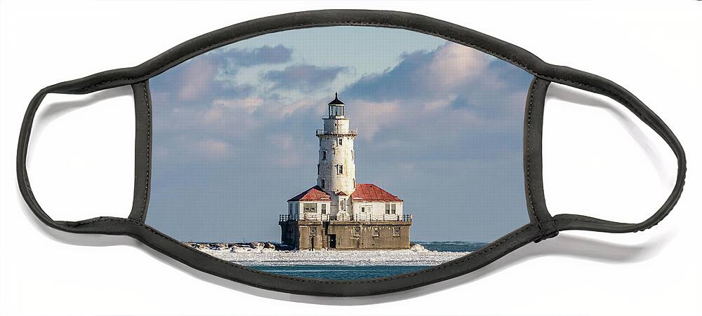 Usa Face Mask featuring the photograph Chicago Harbor Lighthouse by Framing Places