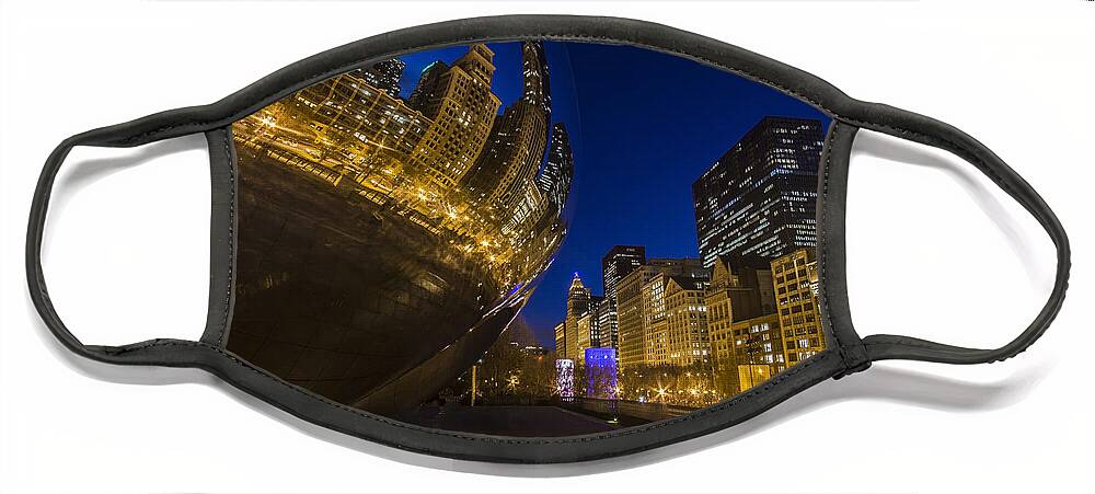 Bean Face Mask featuring the photograph Chicago's Millenium Park at dusk by Sven Brogren