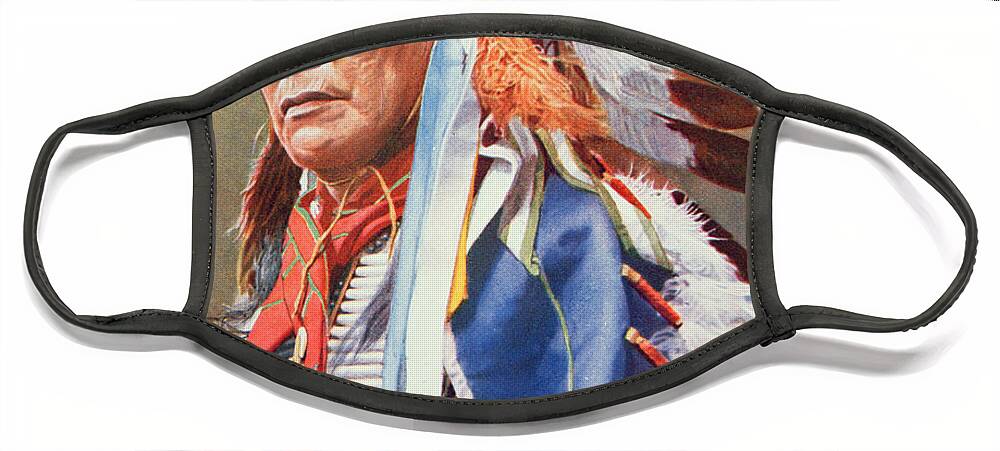 Chief Face Mask featuring the painting Chief Hollow Horn Bear by American School