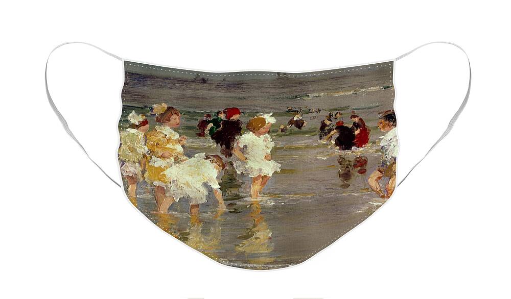 Water Face Mask featuring the painting Children on the Beach by Edward Henry Potthast