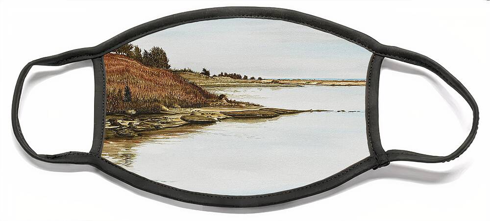 Martha's Vineyard Face Mask featuring the painting Chilmark MV Stonewall Pond by Paul Gaj