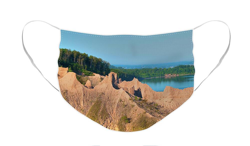Landscape Face Mask featuring the photograph Chimney Bluffs 1750 by Guy Whiteley