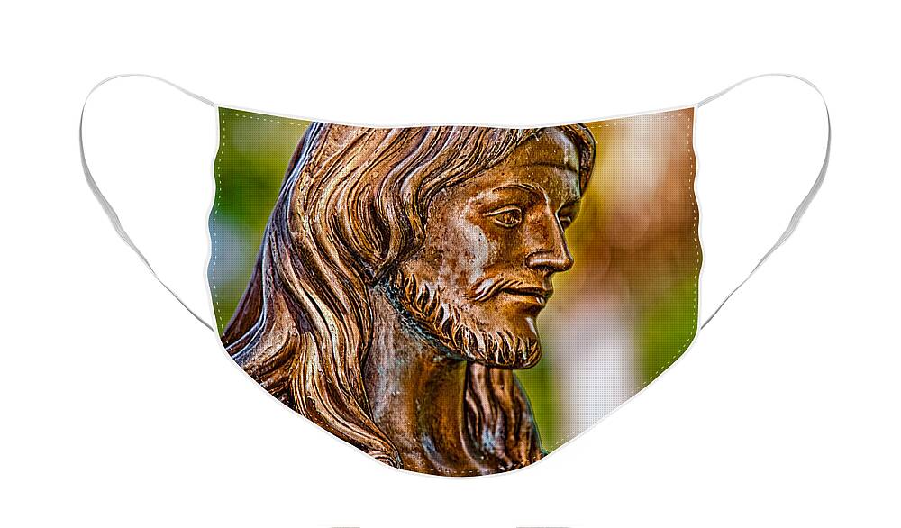 Statue Face Mask featuring the photograph Christ in Bronze by Christopher Holmes