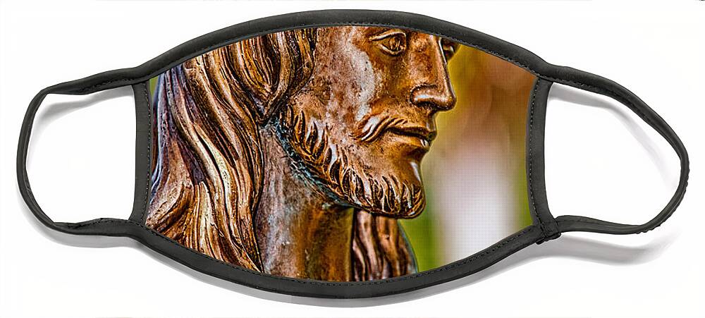 Statue Face Mask featuring the photograph Christ in Bronze by Christopher Holmes