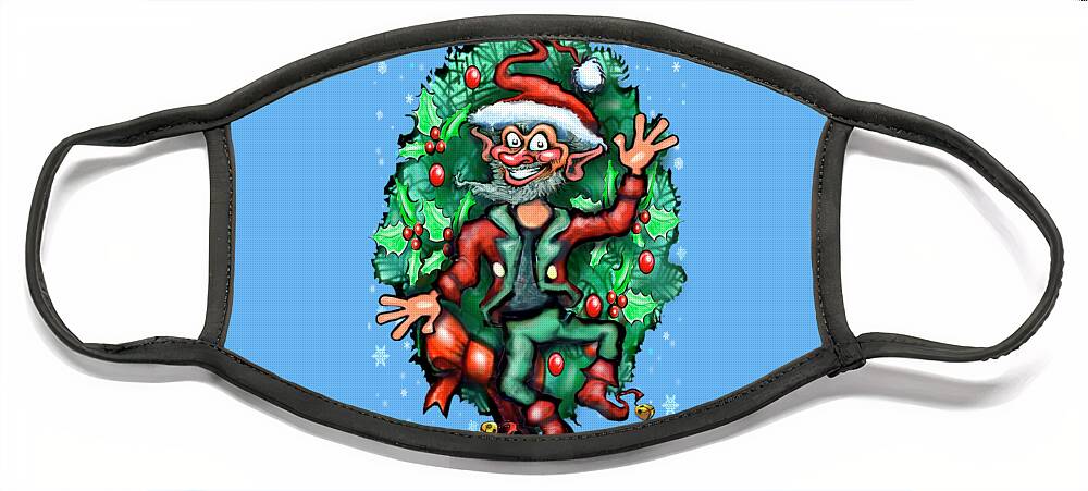Christmas Face Mask featuring the digital art Christmas Elf by Kevin Middleton