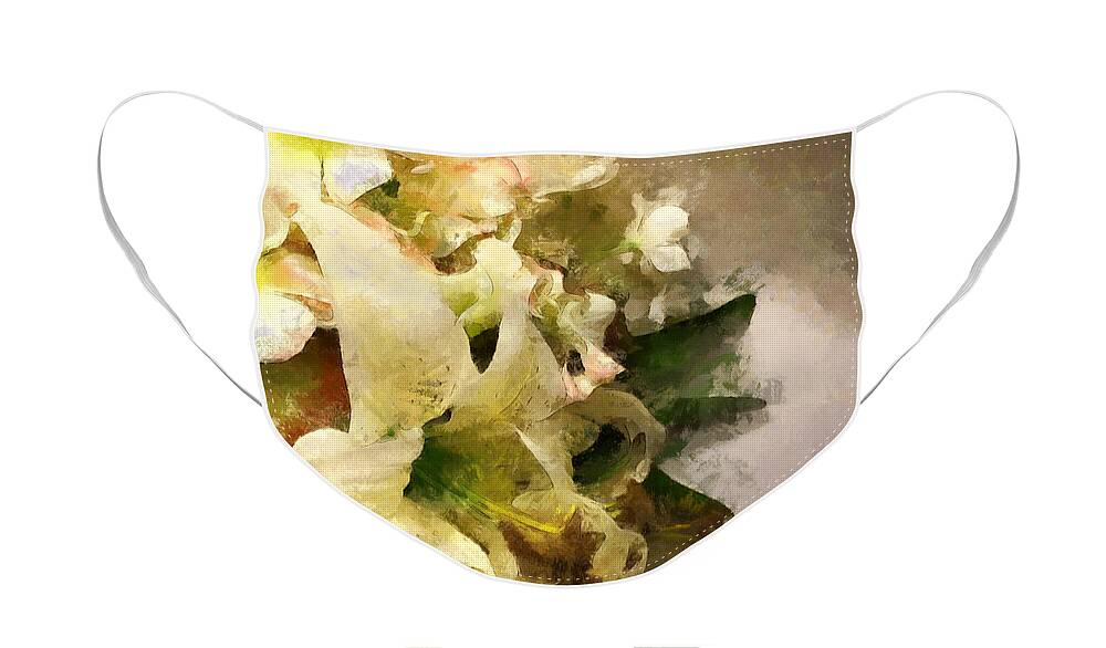Lily Face Mask featuring the photograph Christmas White Flowers by Claire Bull