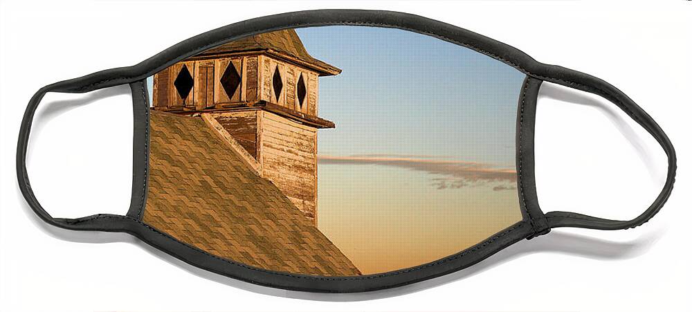 North Dakota Face Mask featuring the photograph Church with the Moon by Rikk Flohr