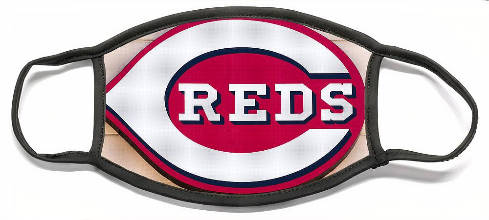 America Face Mask featuring the photograph Cincinnati Reds Logo Sign by Paul Velgos