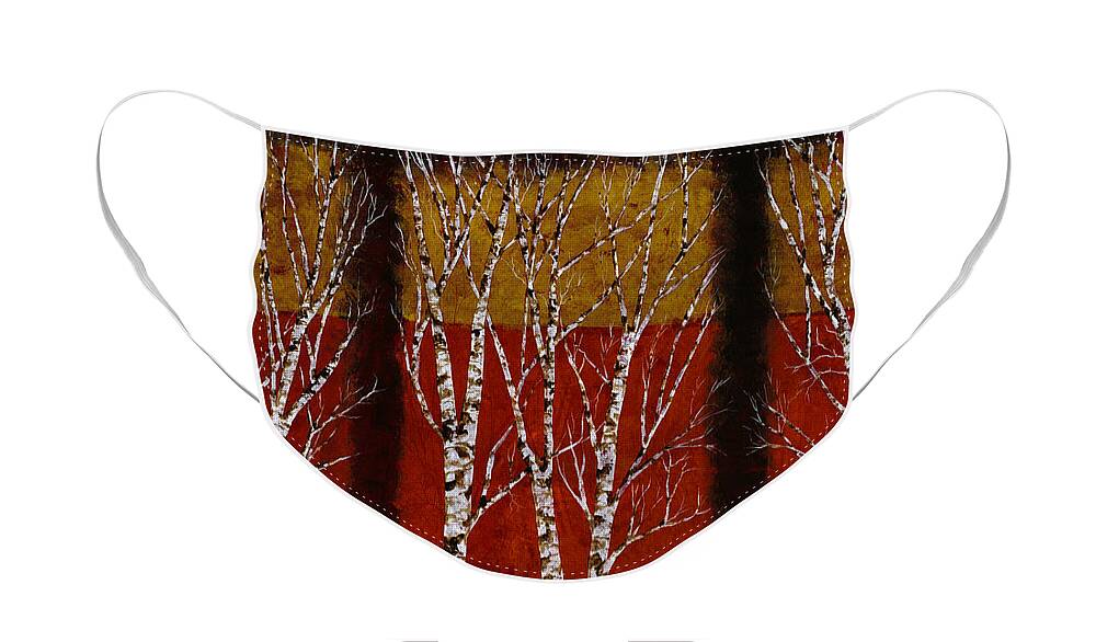 Birches Face Mask featuring the painting Cinque Betulle by Guido Borelli