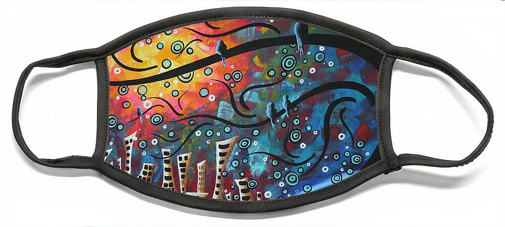 Art Face Mask featuring the painting City by the Sea by MADART by Megan Duncanson