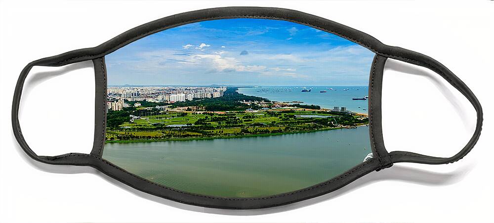 China Face Mask featuring the photograph City of Singapore and Blue Sky by Michael Scott