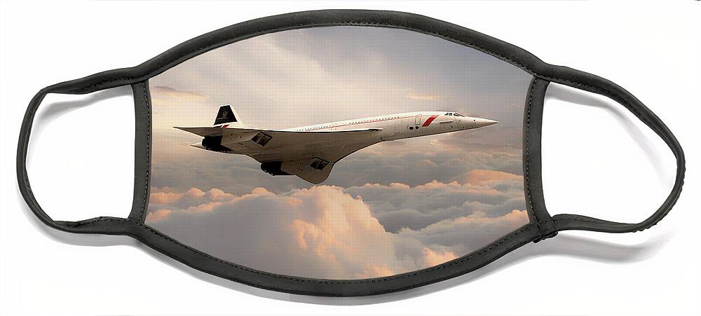 Concorde Face Mask featuring the digital art Classic Concorde by Airpower Art