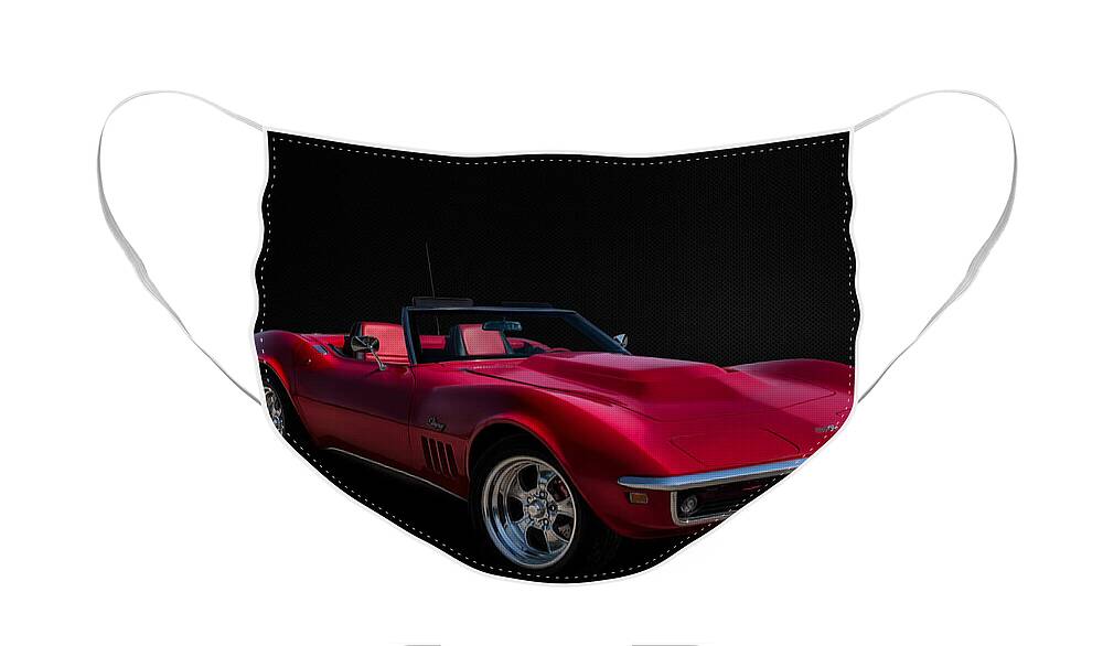 Red Face Mask featuring the digital art Classic Red Corvette by Douglas Pittman