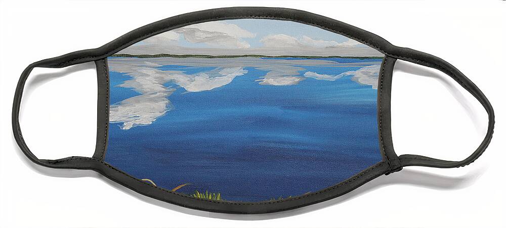 Lakes Face Mask featuring the painting Cloud Lake by Annette M Stevenson
