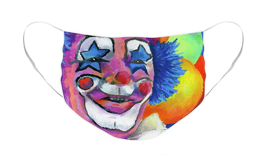 Clown Face Mask featuring the painting Clown with Balloons by Stephen Anderson