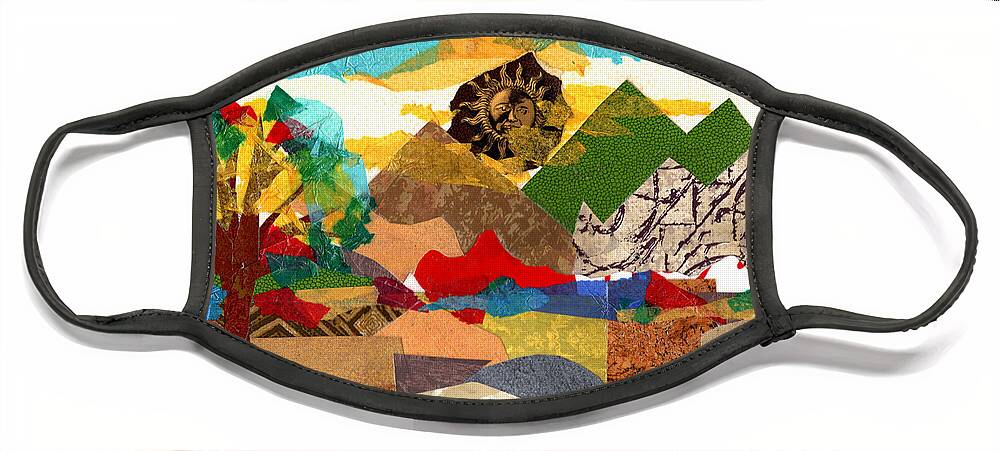Everett Spruill Face Mask featuring the painting Mountain Landscape Collage 3 by Everett Spruill