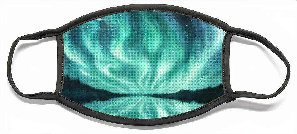 Aurora Face Mask featuring the painting Light Dance by Lucy West