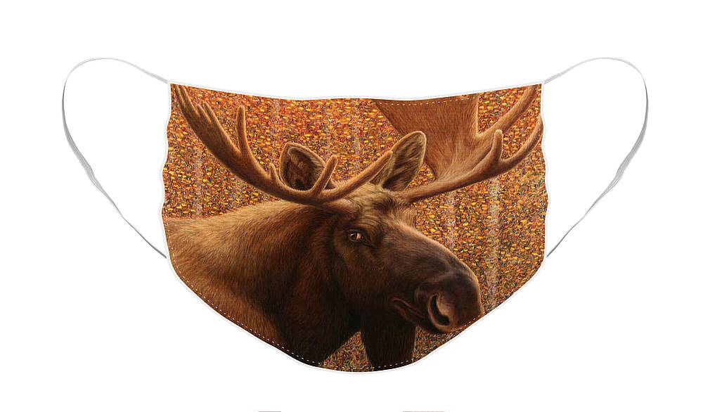 Moose Face Mask featuring the painting Colorado Moose by James W Johnson