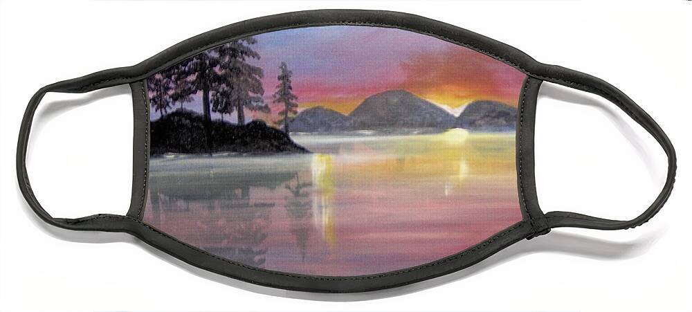 Color Face Mask featuring the painting Colored Lake by Saundra Johnson
