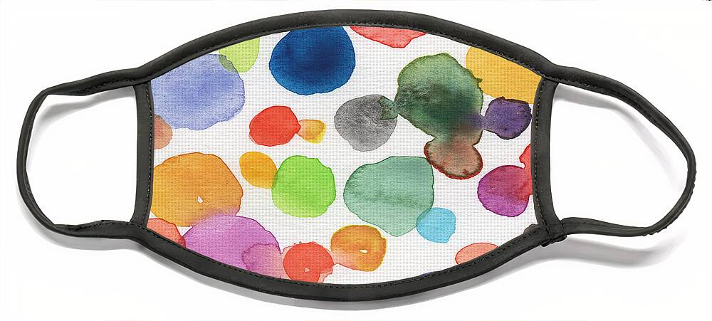 Abstract Watercolor Art Face Mask featuring the painting Colorful Bubbles by Linda Woods