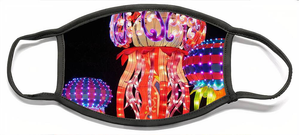 Chinese Lantern Festival Face Mask featuring the photograph Colorful Intricate Jellyfish Lanterns by Amy Dundon