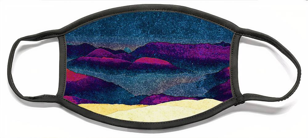 Mountains Face Mask featuring the digital art Colorful Mountains Landscape by Phil Perkins