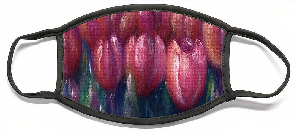 Impressionism Face Mask featuring the digital art Colorful Tulips by Lena Owens by OLena Art