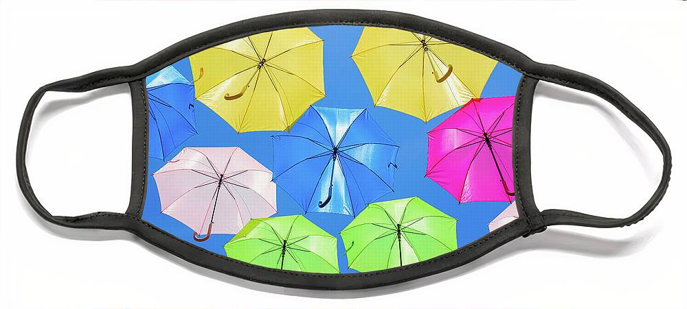 Umbrellas Face Mask featuring the photograph Colorful Umbrellas II by Raul Rodriguez
