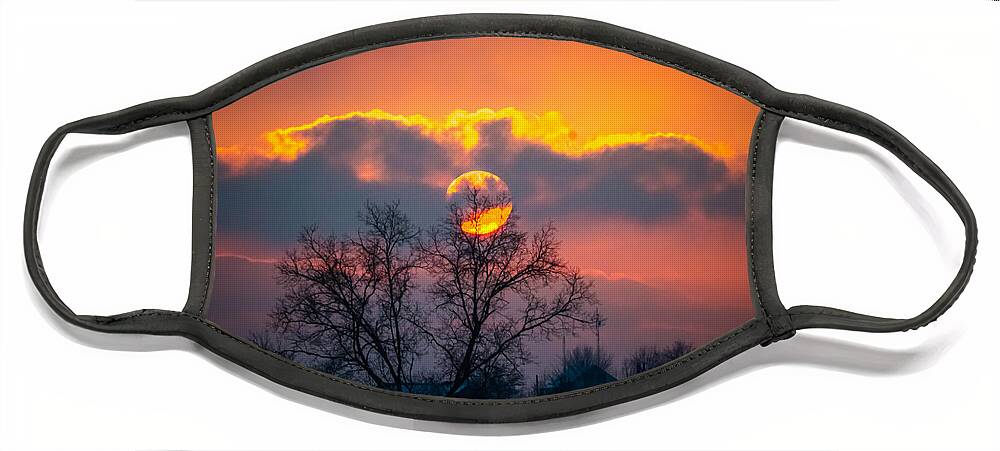 Sunset Face Mask featuring the photograph Colorful Winter Sunset by Holden The Moment