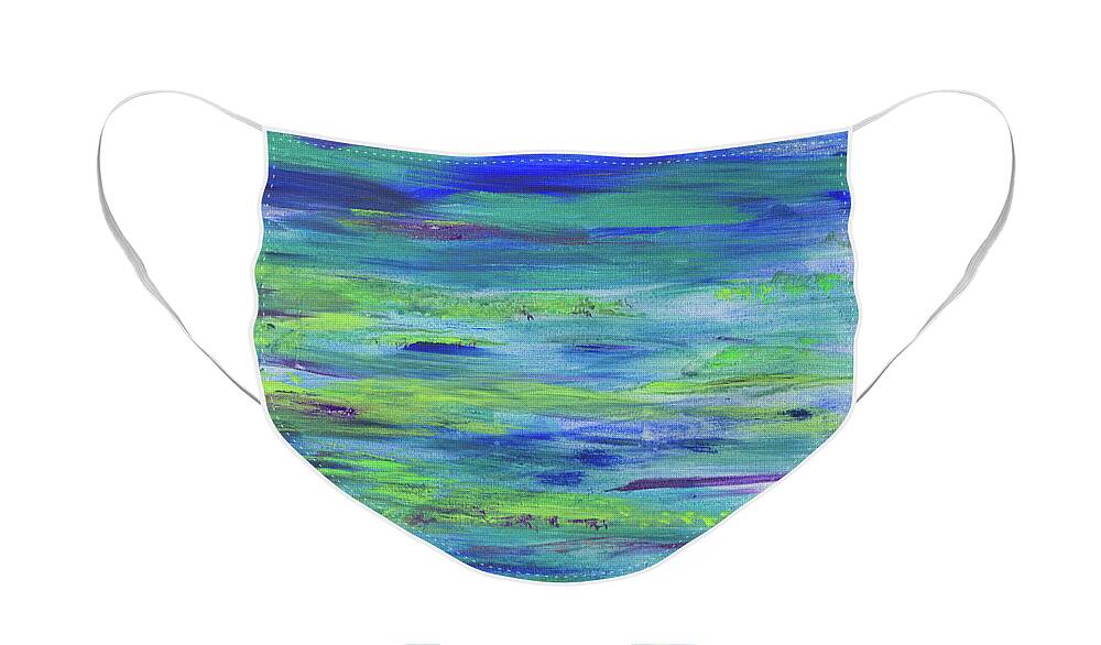 Abstract Face Mask featuring the painting Colors of Summer by Angela Bushman