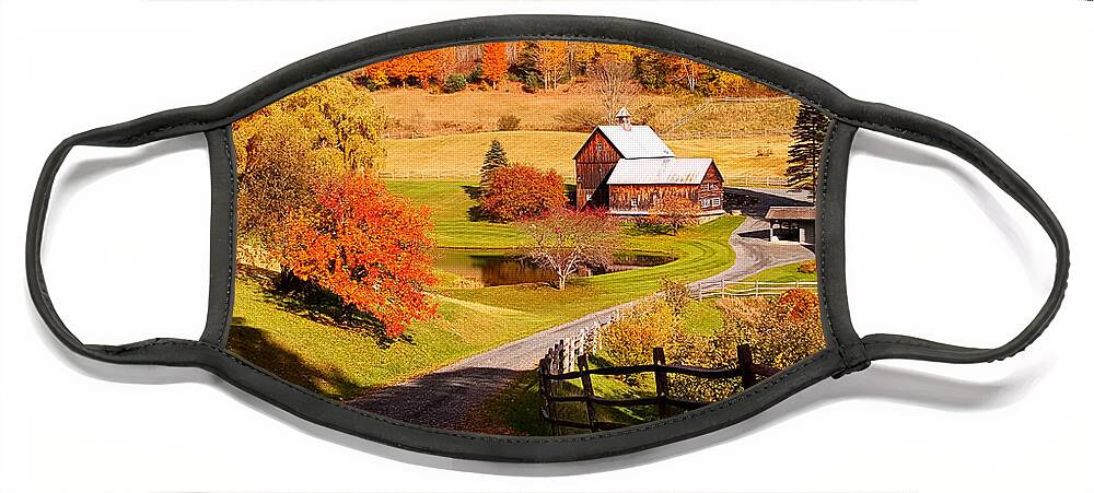 Sleepy Hollow Farm Face Mask featuring the photograph Coming home in a Vermont autumn by Jeff Folger