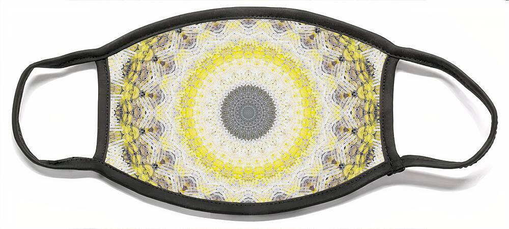 Concrete Face Mask featuring the painting Concrete and Yellow Mandala- Abstract Art by Linda Woods by Linda Woods