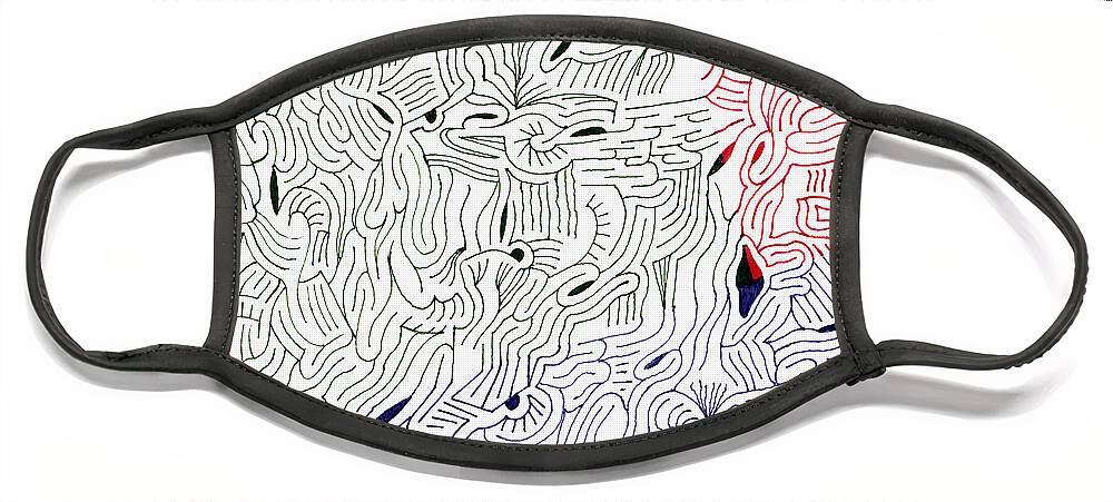 Mazes Face Mask featuring the drawing Convoluted by Steven Natanson