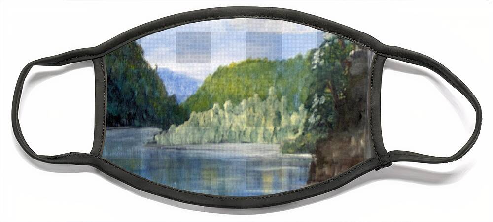 Landscape Face Mask featuring the painting Cool Water by Saundra Johnson