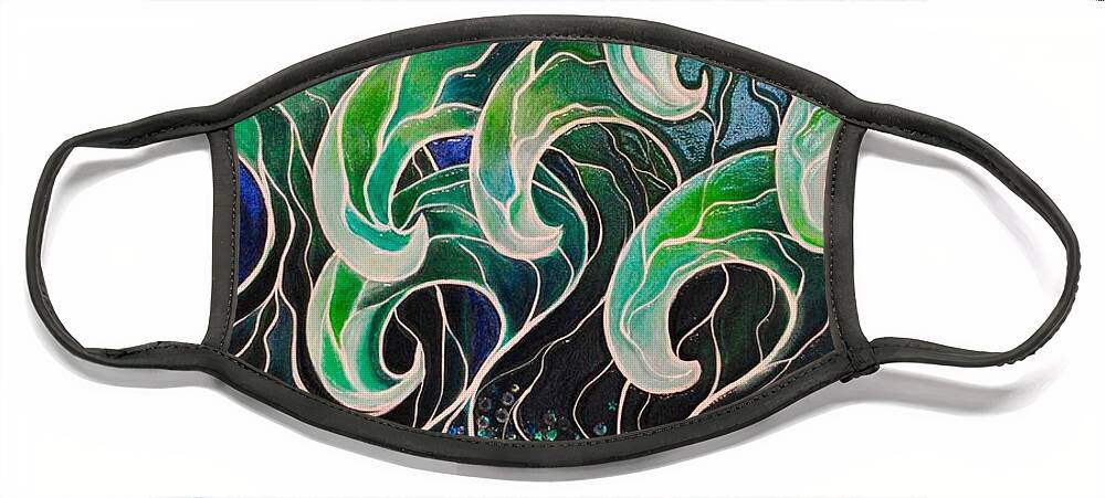 Waves Face Mask featuring the painting Cool Waves by Patricia Arroyo