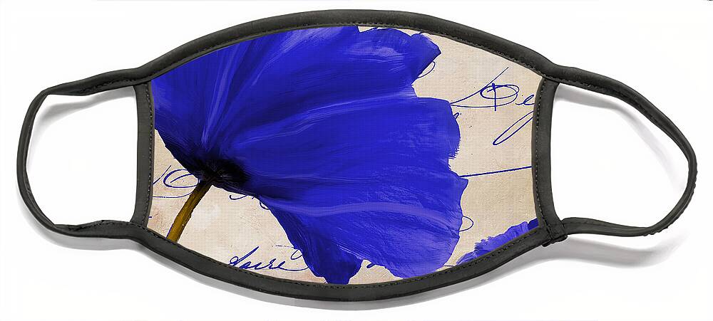 Blue Poppies Face Mask featuring the painting Coquelicots Bleue II by Mindy Sommers