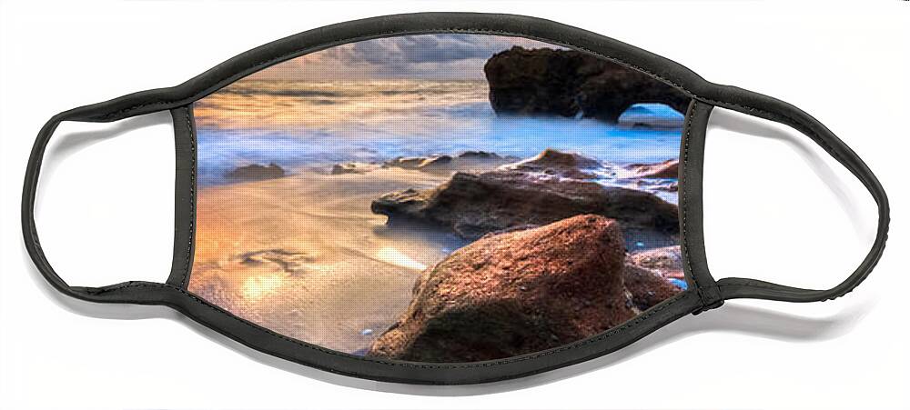 Clouds Face Mask featuring the photograph Coral Garden Panorama by Debra and Dave Vanderlaan