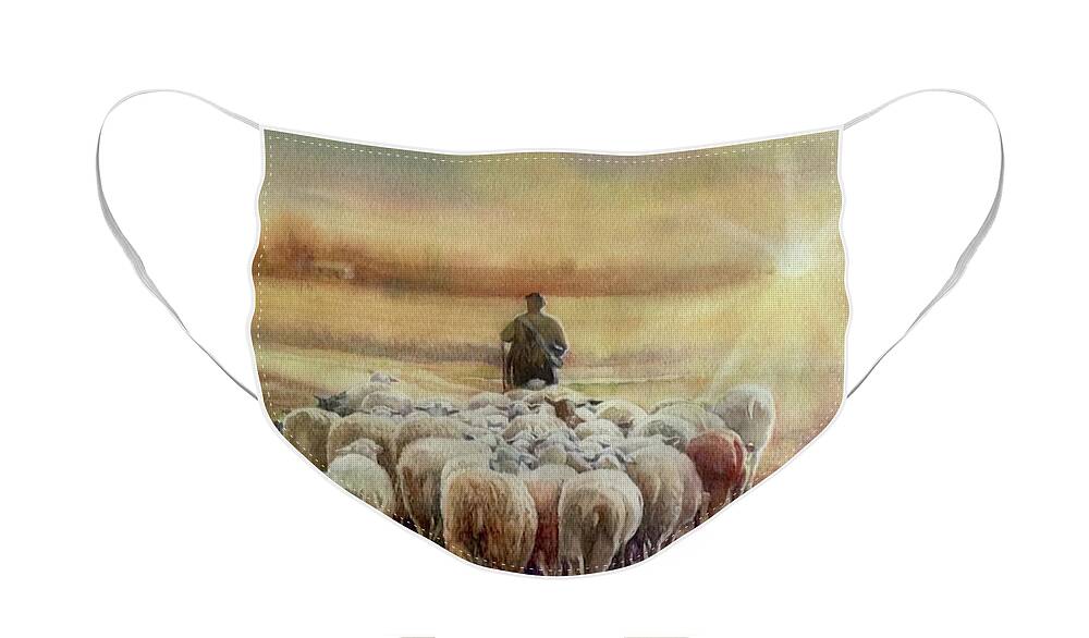 Mouton Face Mask featuring the painting Correze by Francoise Chauray