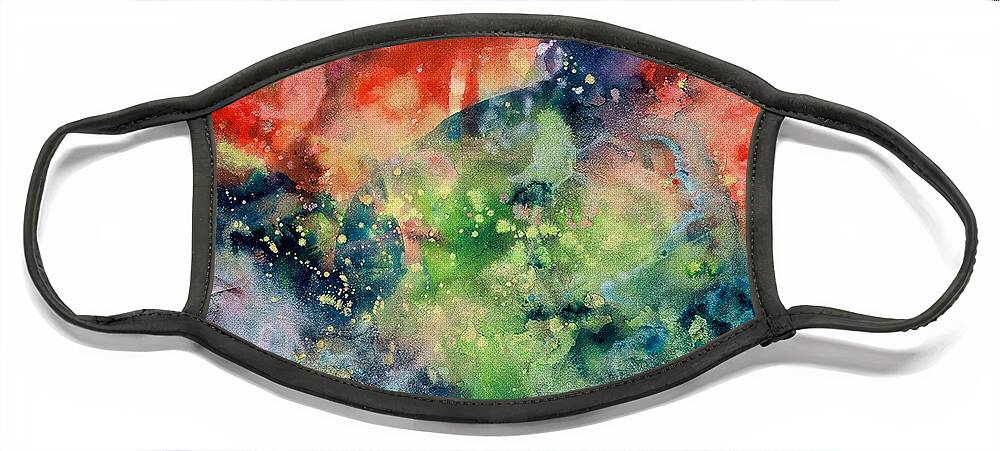 Abstract Face Mask featuring the painting Cosmic Clouds by Lucy Arnold