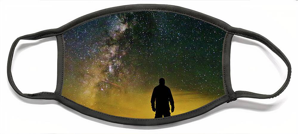 Milky Way Face Mask featuring the photograph Cosmic Contemplation by Eilish Palmer
