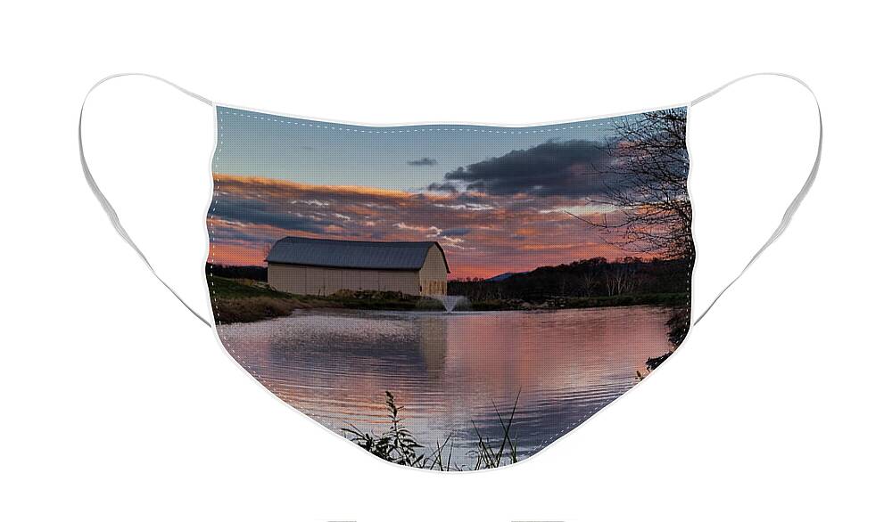 Barn Face Mask featuring the photograph Country Living Sunset by Lara Ellis