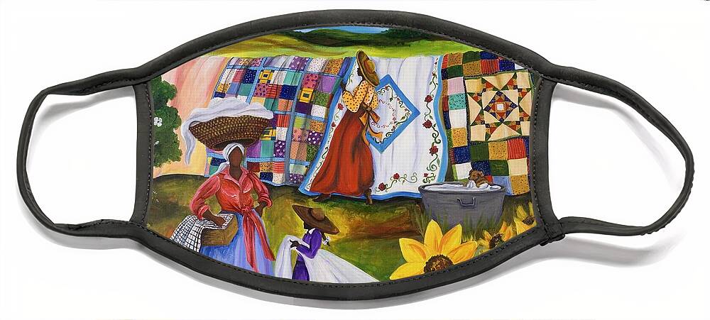 Gullah Face Mask featuring the painting Country Quilts by Diane Britton Dunham