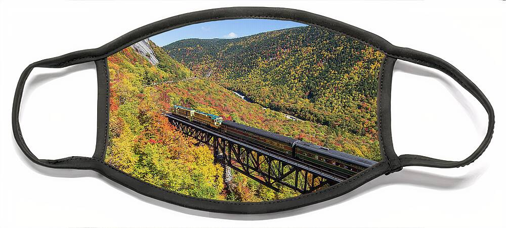 Crawford Face Mask featuring the photograph Crawford Autumn Train Trestle by Chris Whiton